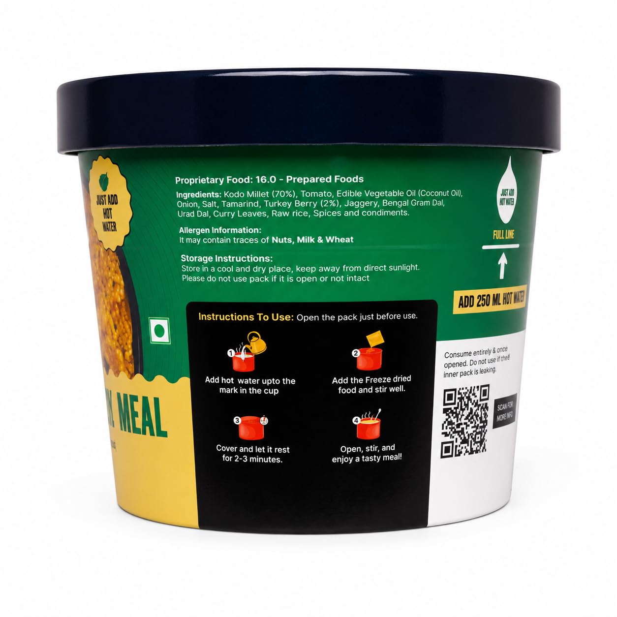 Freeze Dried Instant Millet Sambar Meal & Millet Rasam Meal