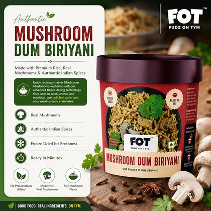 Freeze Dried Mushroom Dum Briyani & Curd Rice